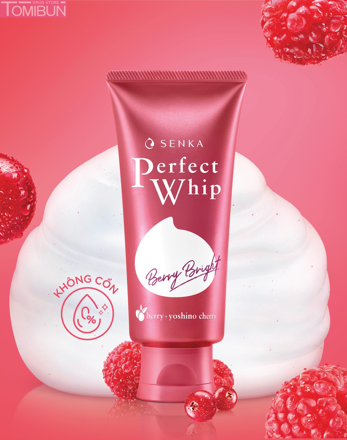 SỮA RỬA MẶT SENKA LÀM SẠCH SÂU & DƯỠNG SÁNG HỒNG PERFECT WHIP BERRY BRIGHT 100G